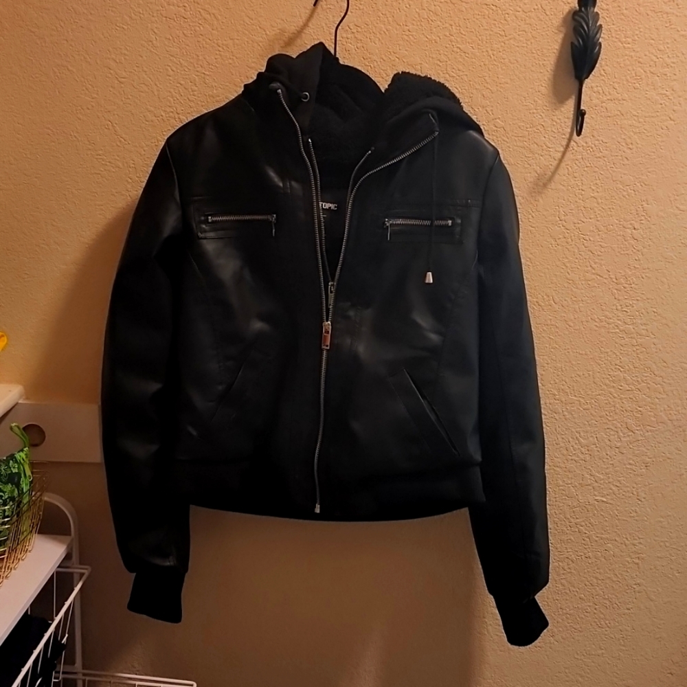 Hot Topic Faux Leather hooded jacket